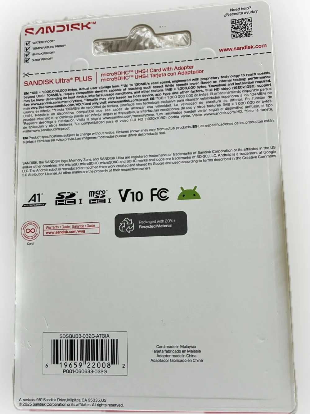 SanDisk Ultra PLUS 32GB MicroSD memory card